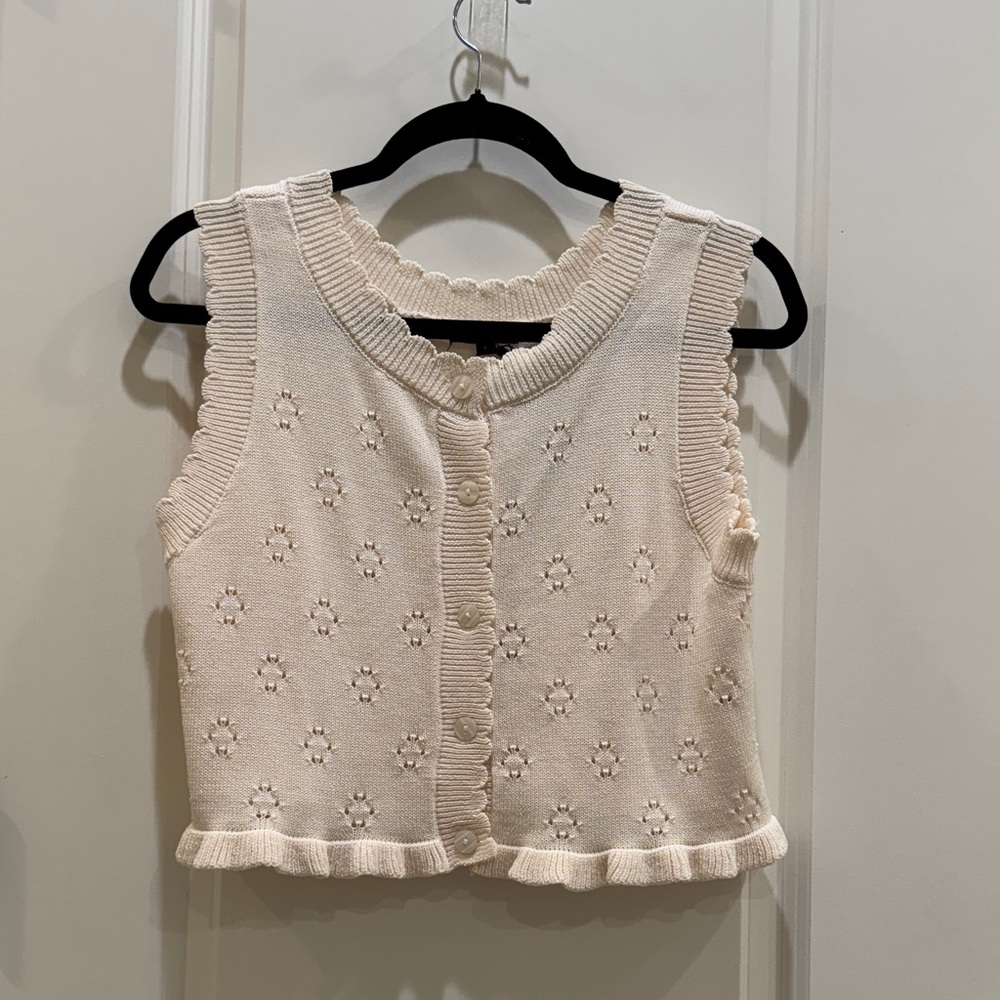 Papermoon Cream Sleeveless Knit Blouse